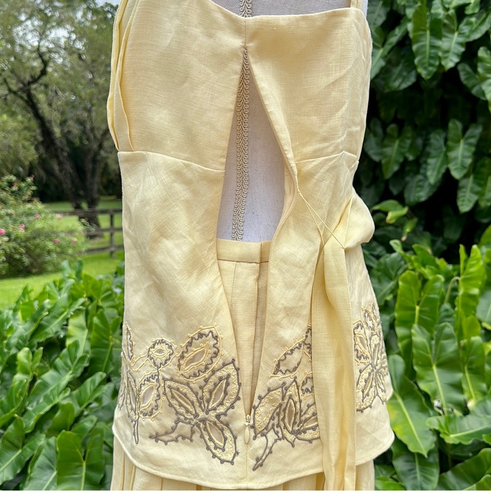 Lafayette 148 Linen Stitched Skirt and Top Set - Picture 8 of 9
